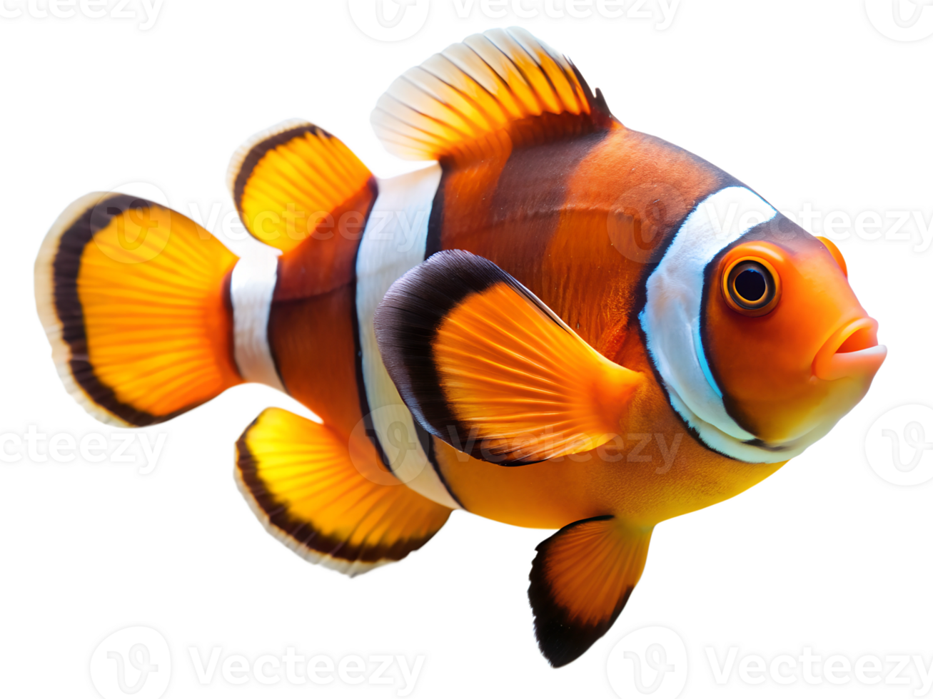 Picasso Clownfish swiming isolated on a transparent background png