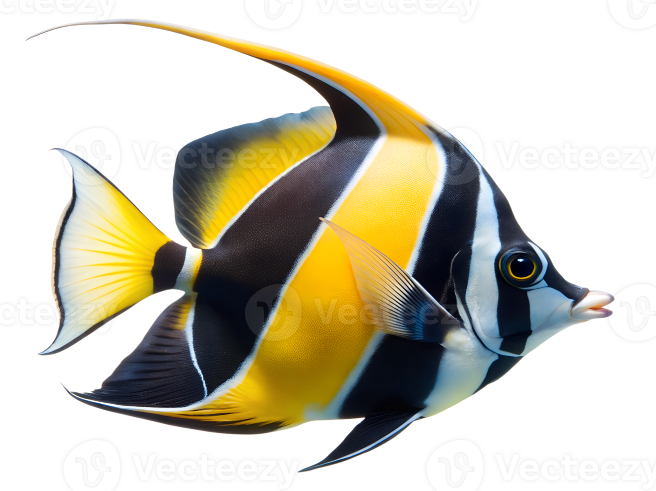 Moorish Idol fish swiming isolated on a transparent background png