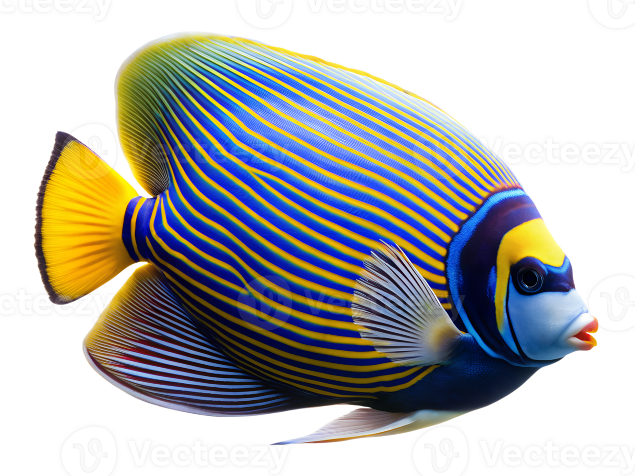 Emperor Angelfish swimming, isolated on a transparent background png