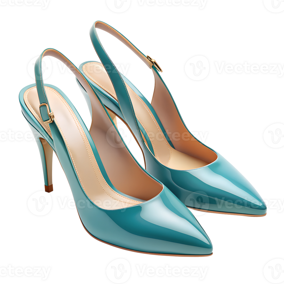 3d rendering style of Slingback heels, isometric, isolated on transparent background png