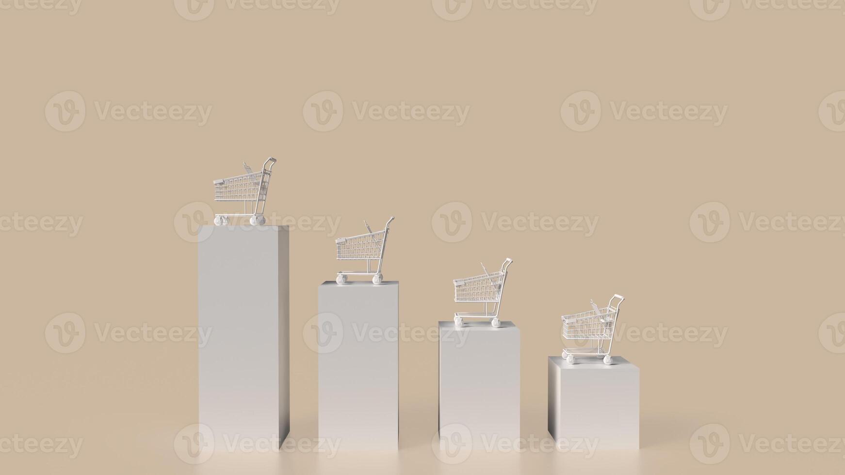The Shopping cart and chart for Business concept 3d rendering. photo