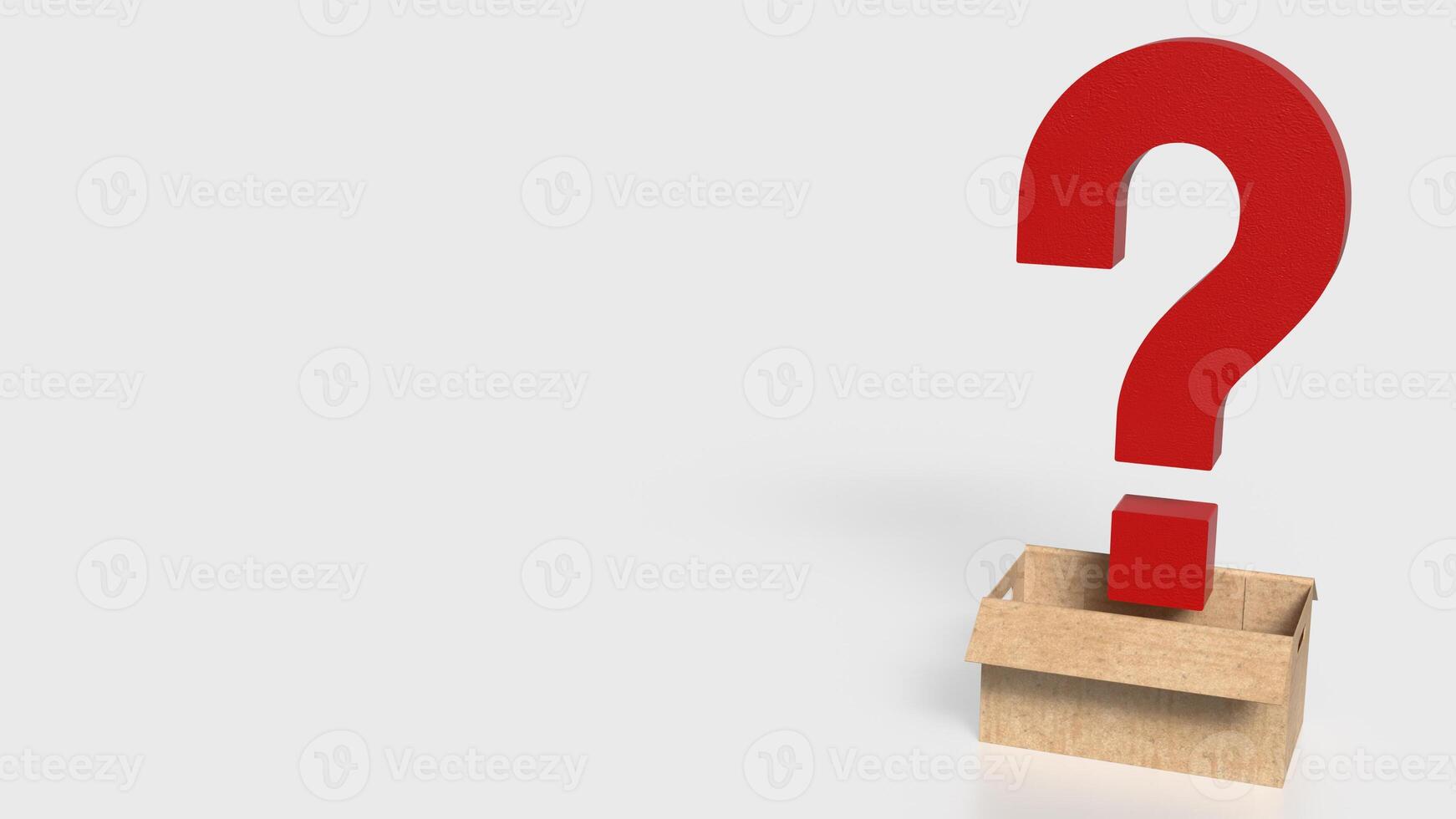 The red question mark in paper box on white background 3d rendering. photo
