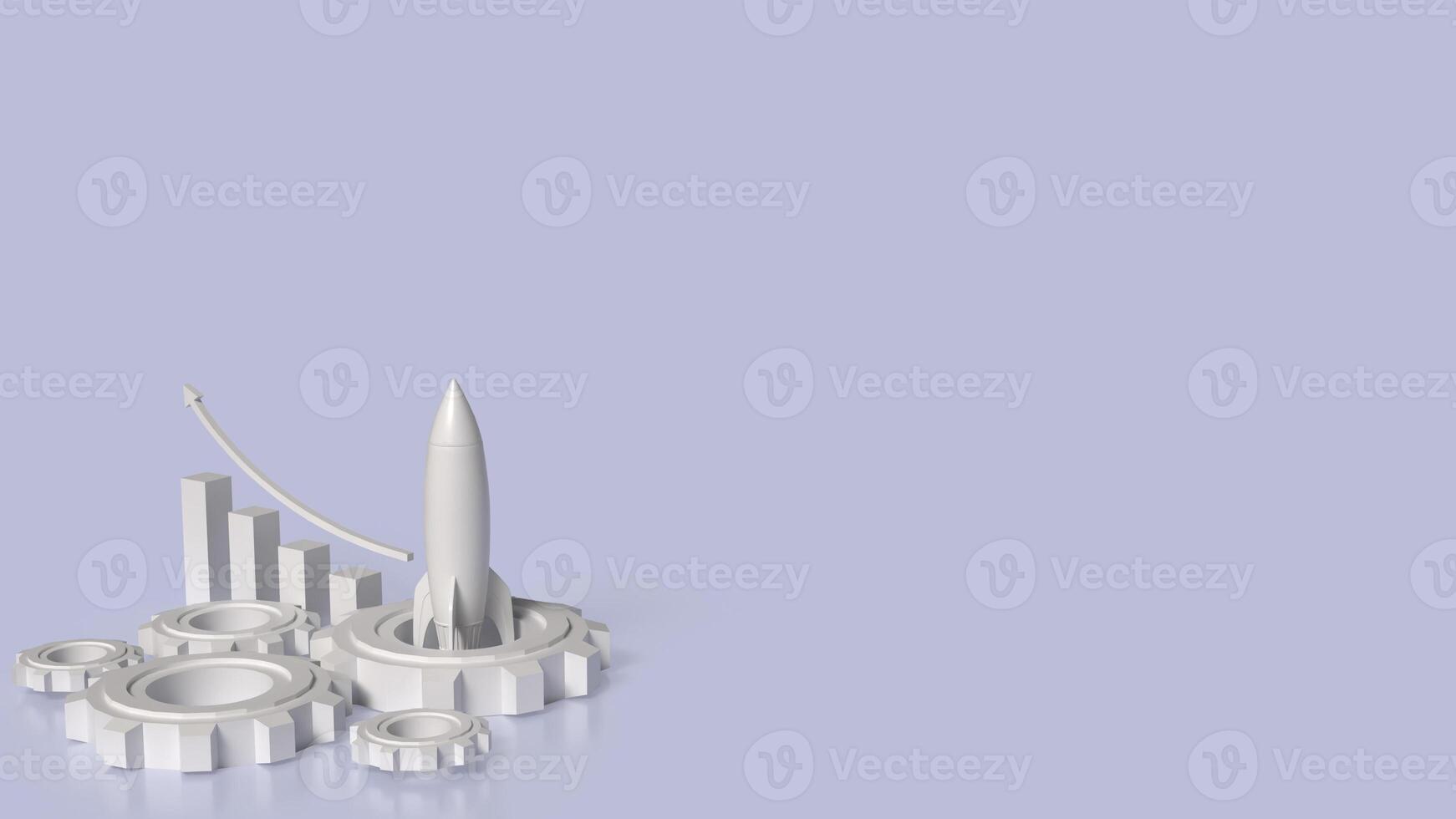 The Rocket chart and gear for Business concept 3d rendering. photo