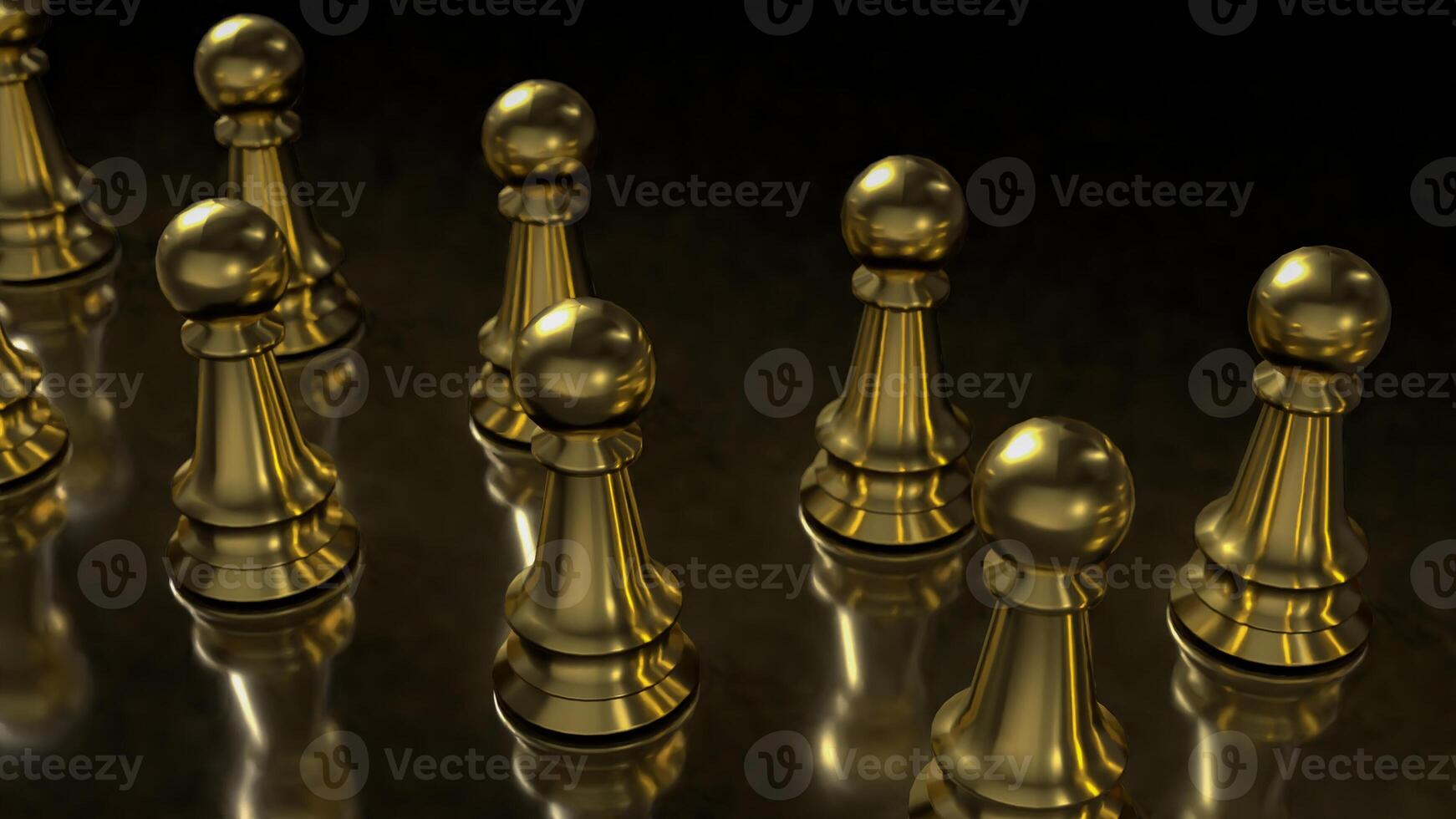 The Gold chess on Black Background for Businesss 3d rendering. photo
