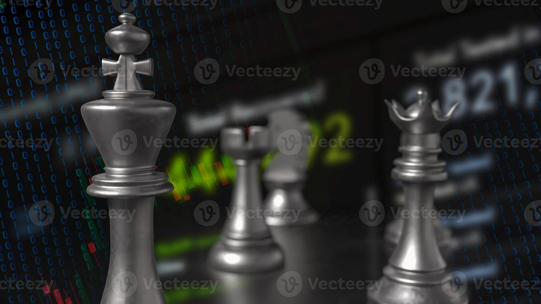 The chess on Black Background for Businesss 3d rendering. photo