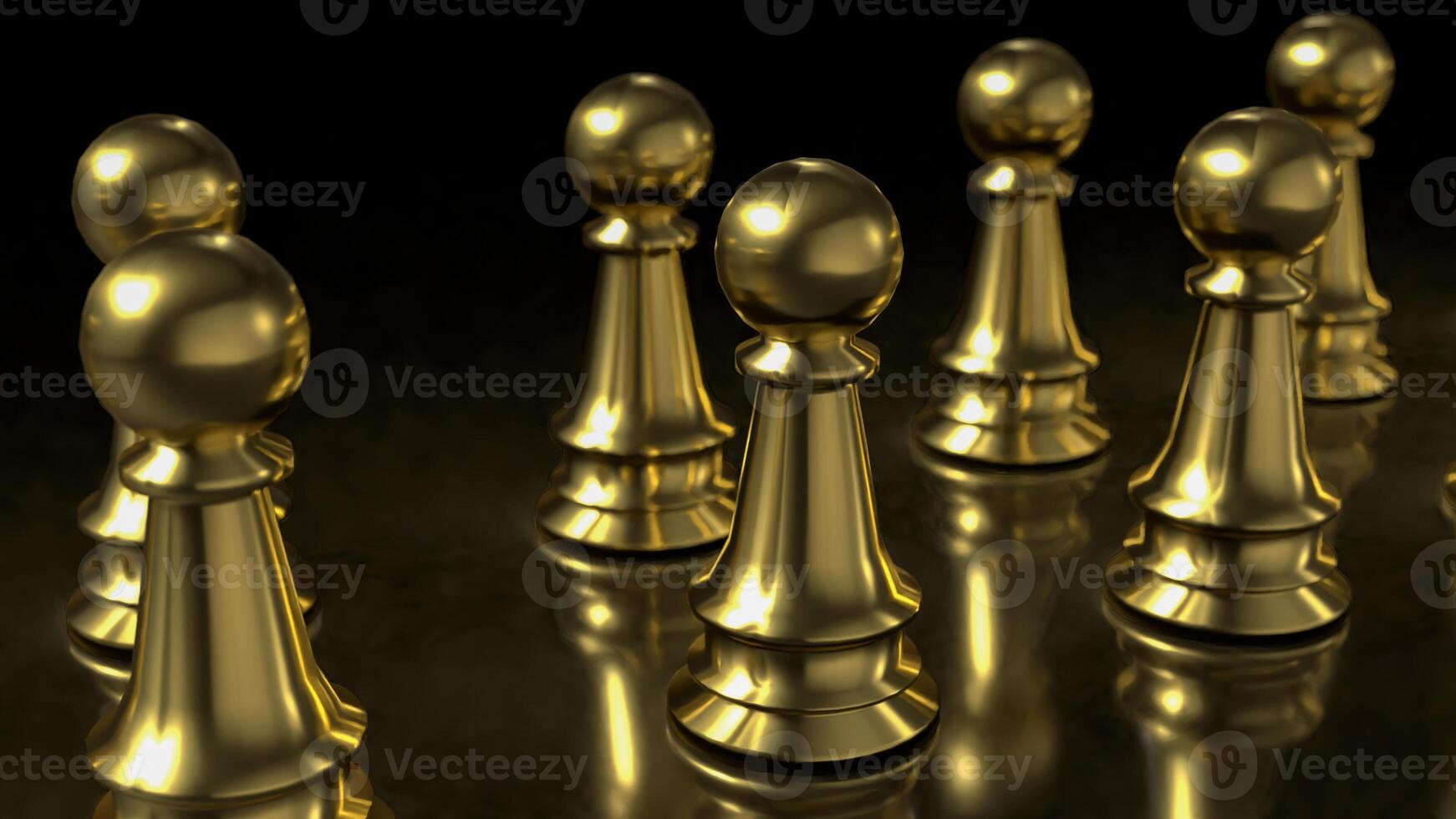 The Gold chess on Black Background for Businesss 3d rendering. photo