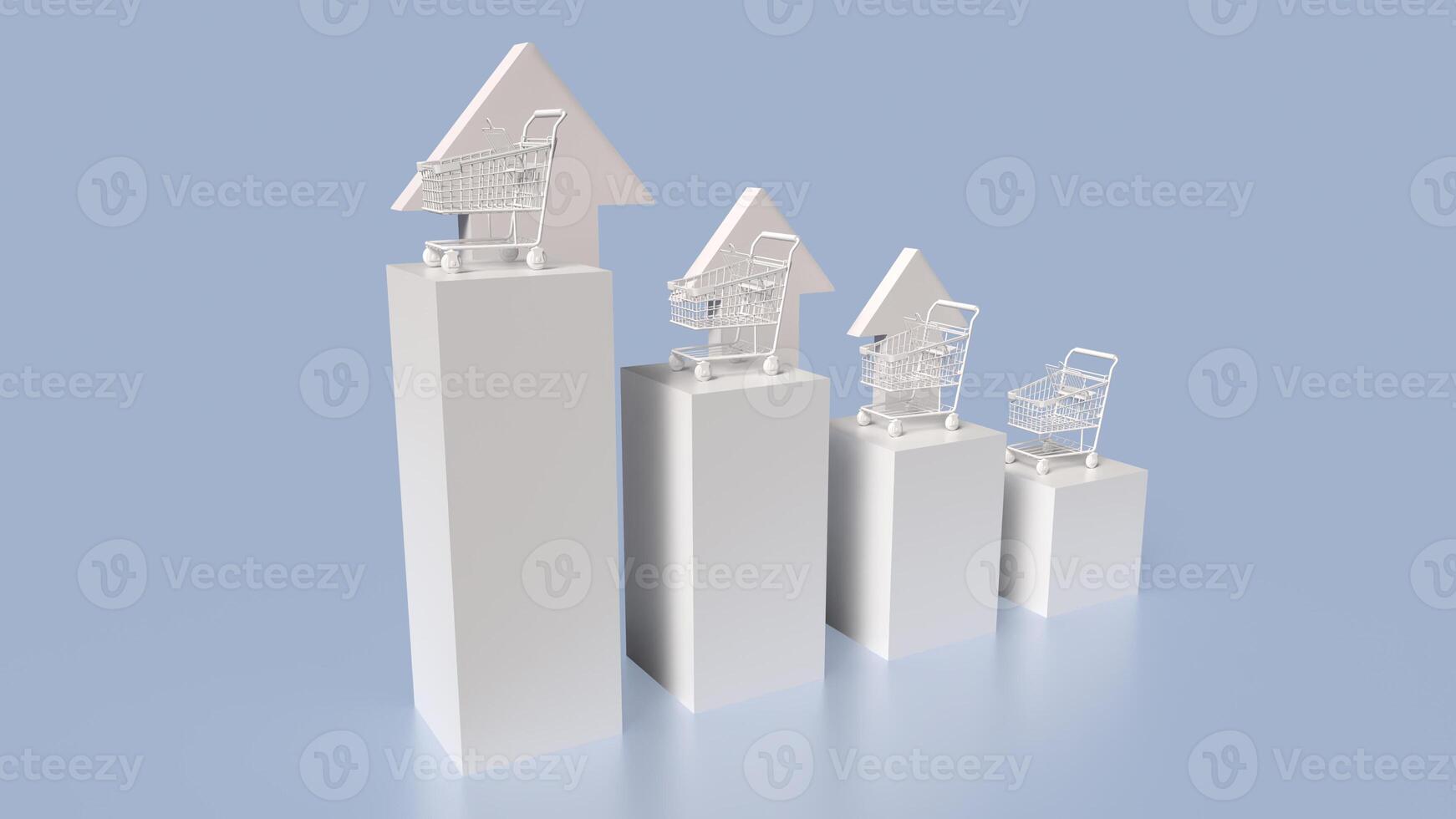 The Shopping cart and chart for Business concept 3d rendering. photo