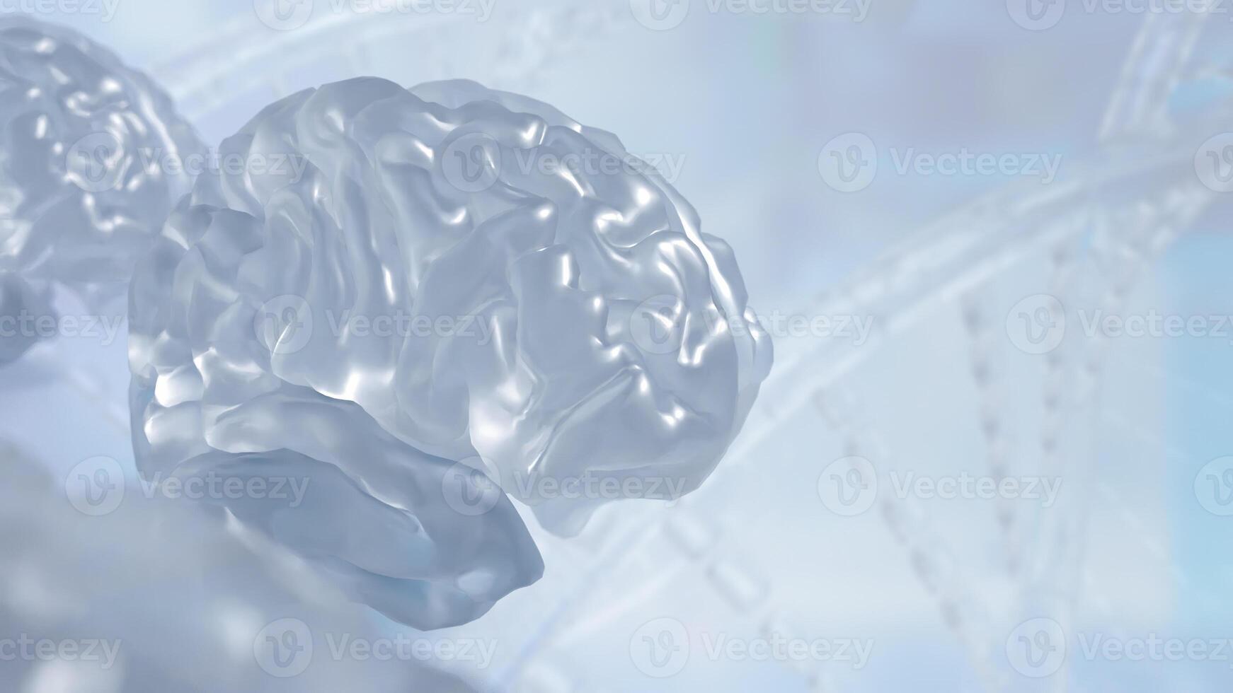 The crystail Brain on white Background 3d rendering. photo