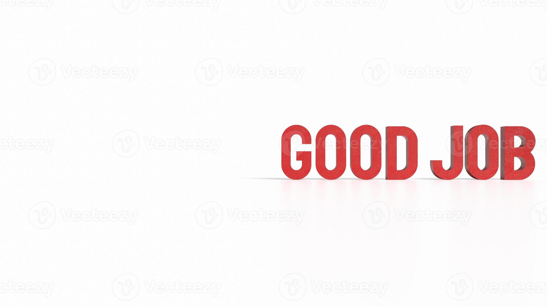 The red Good job on white background image 3d rendering. photo
