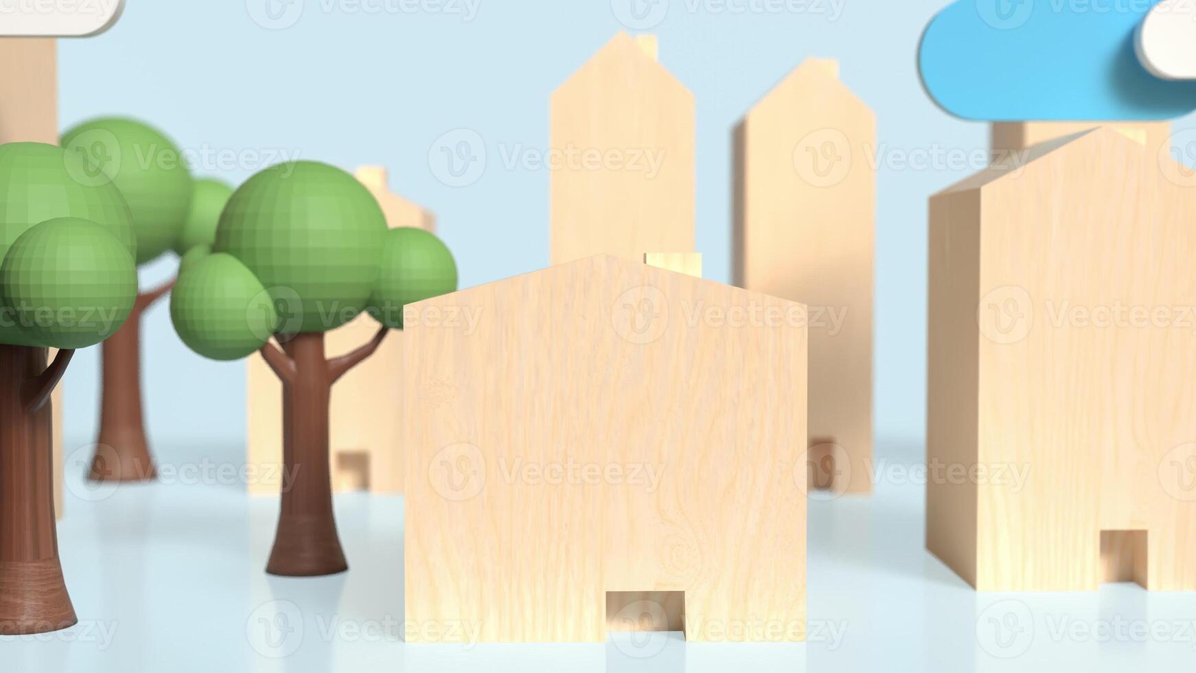 The Home wood for property or building concept 3d rendering. photo