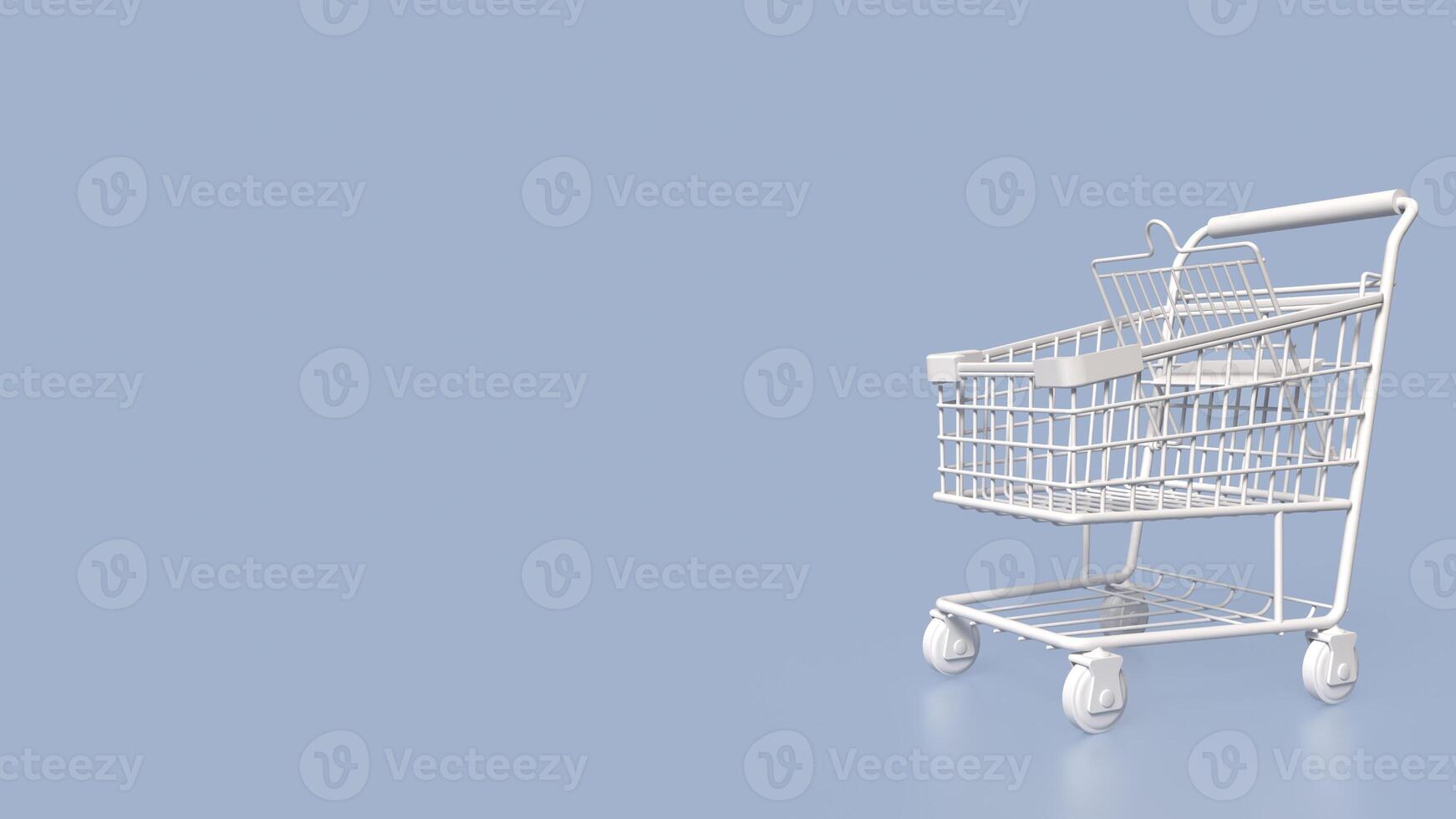 The Shopping cart on blue Background for Business concept 3d rendering. photo