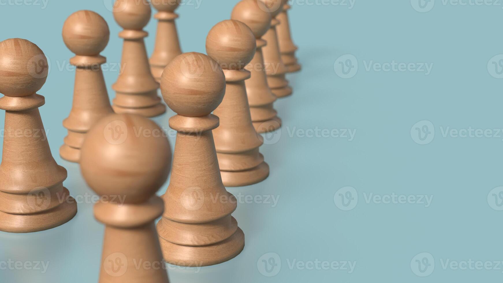 Wood chess on blue background image 3d rendering. photo