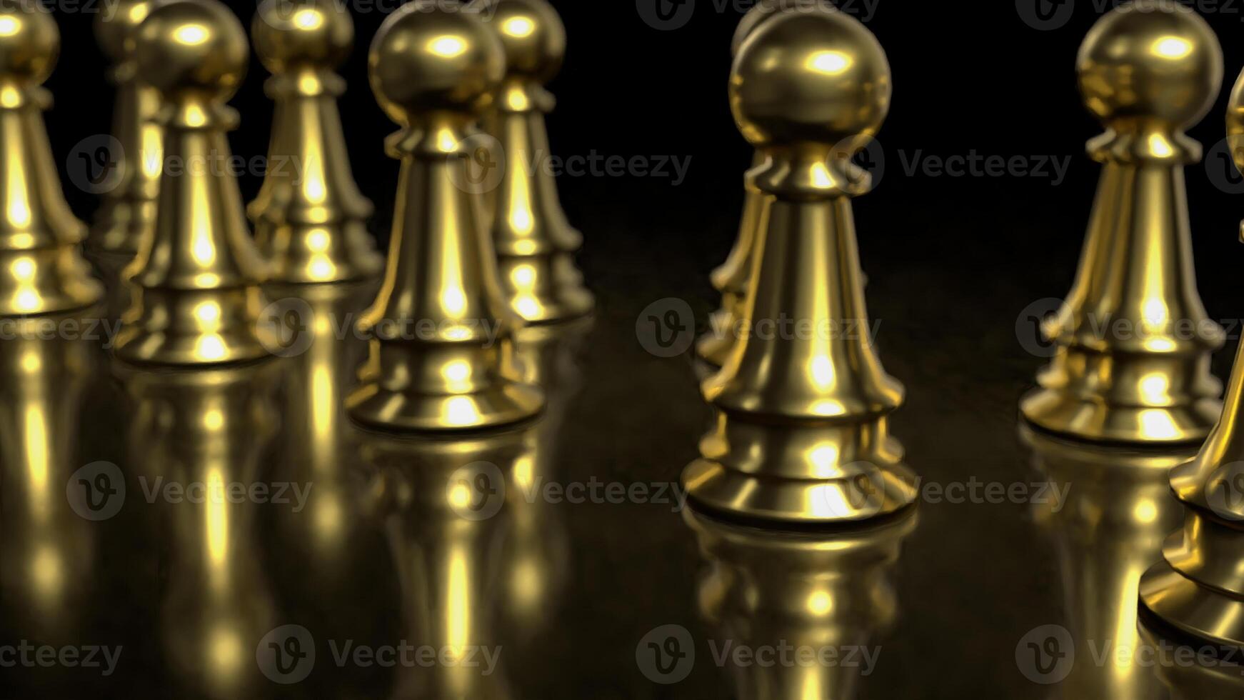 The Gold chess on Black Background for Businesss 3d rendering. photo