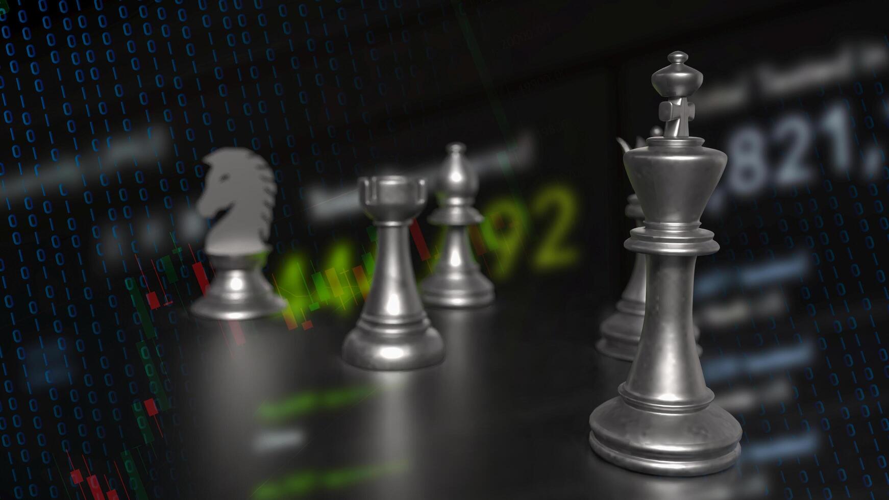 The chess on Black Background for Businesss 3d rendering. photo