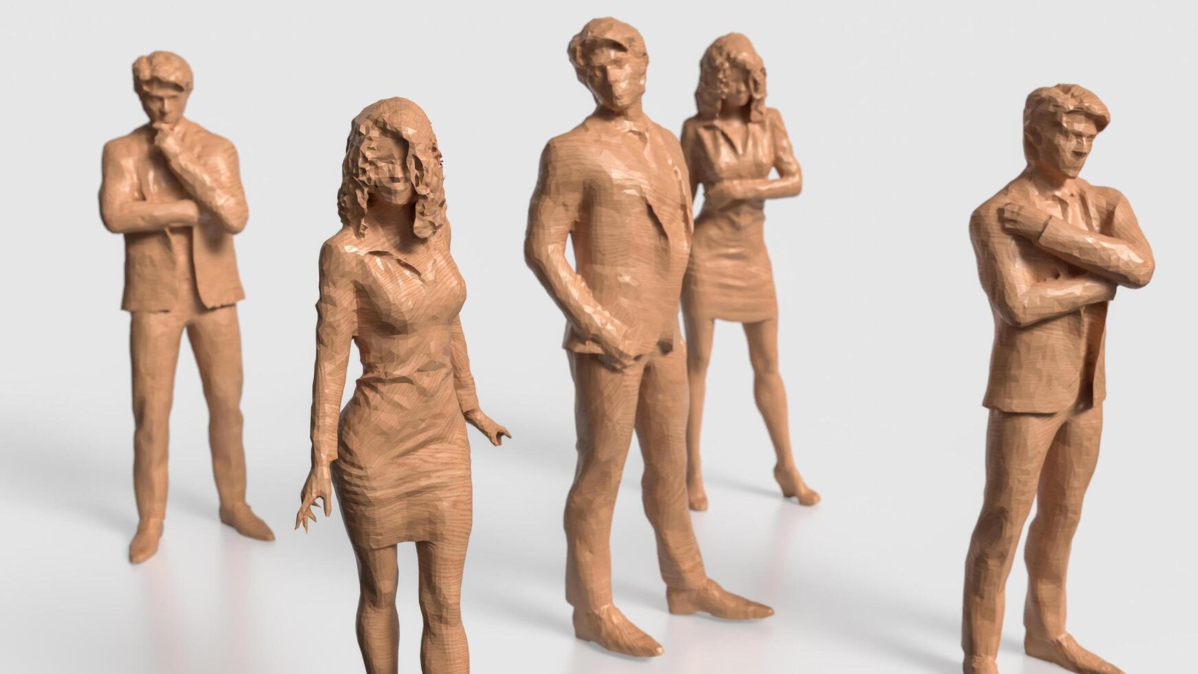 The Business wood figure on white background 3d rendering. photo