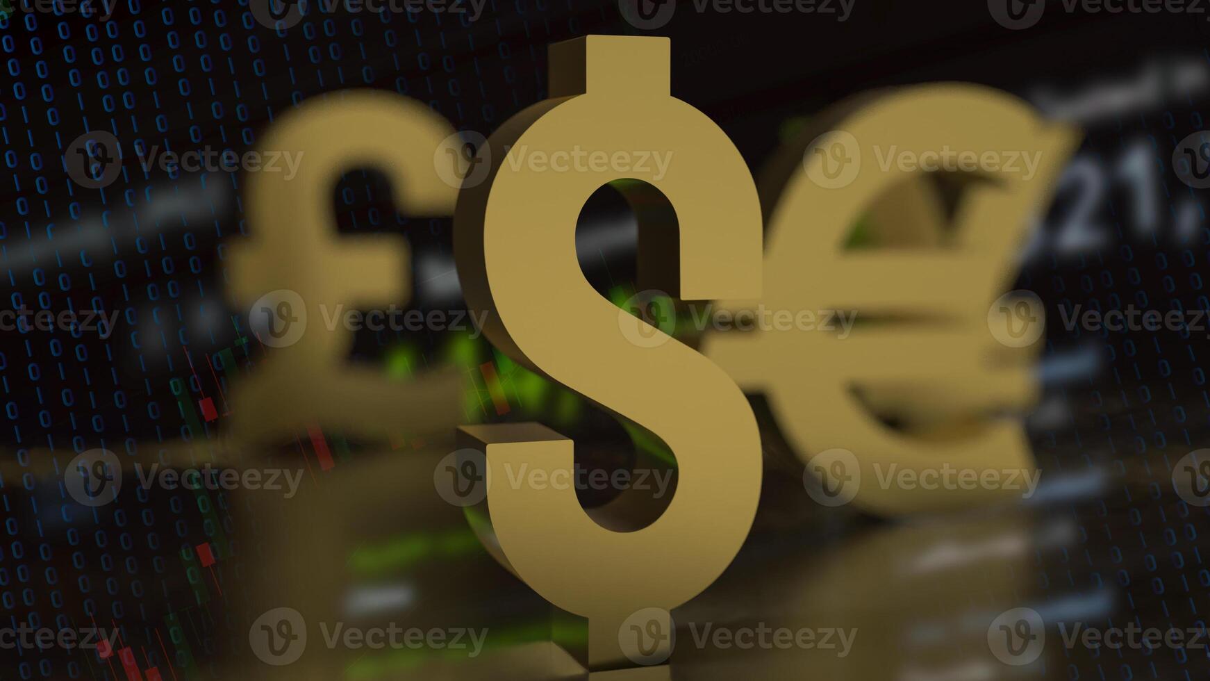 The Gold dollar symbol for Business concept 3d rendering. photo