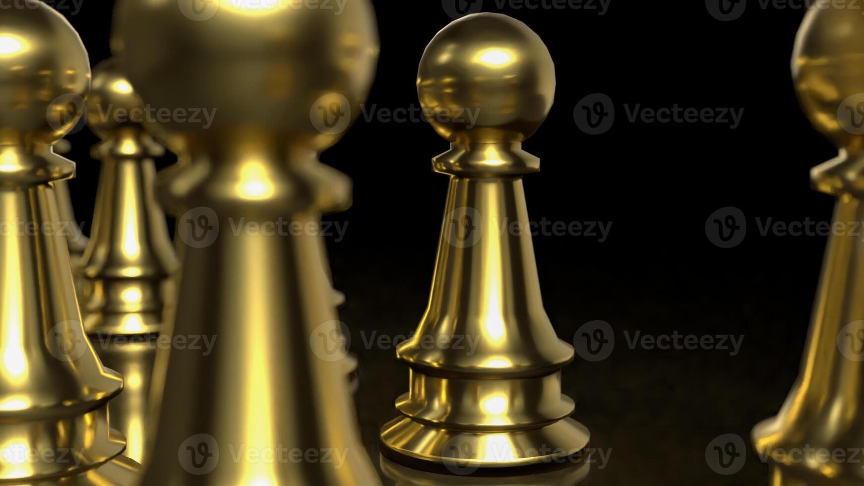 The Gold chess on Black Background for Businesss 3d rendering. photo