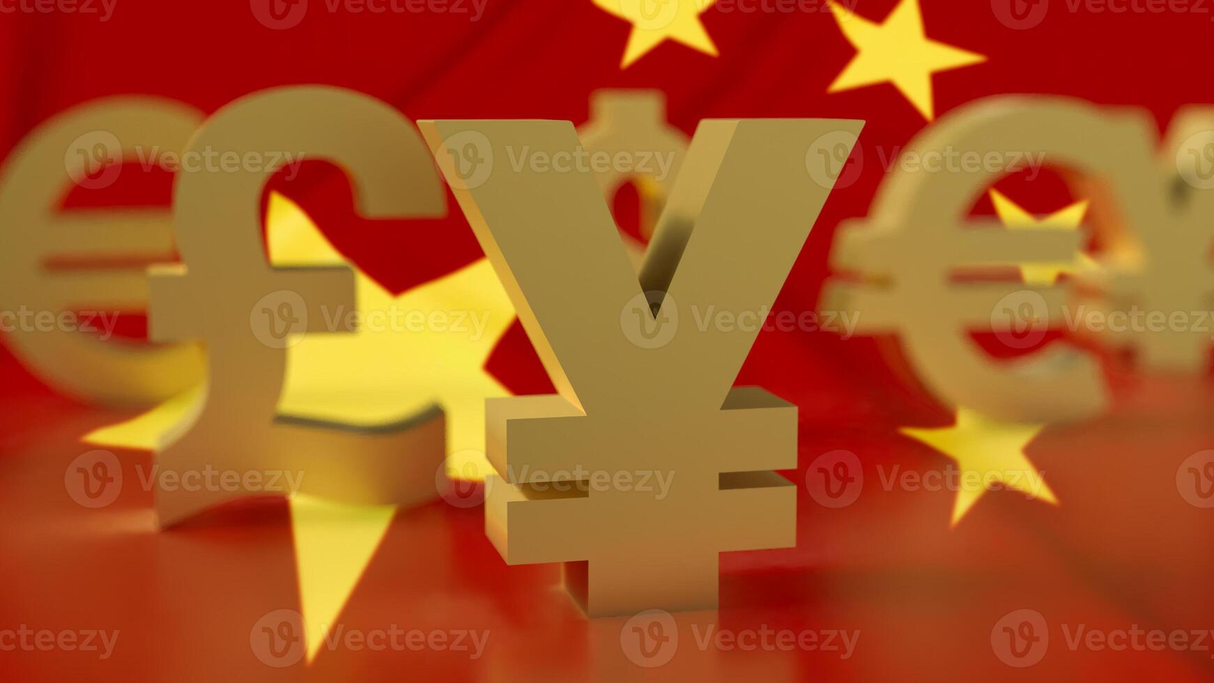 The Chinese yuan symbol for Business concept 3d rendering. photo