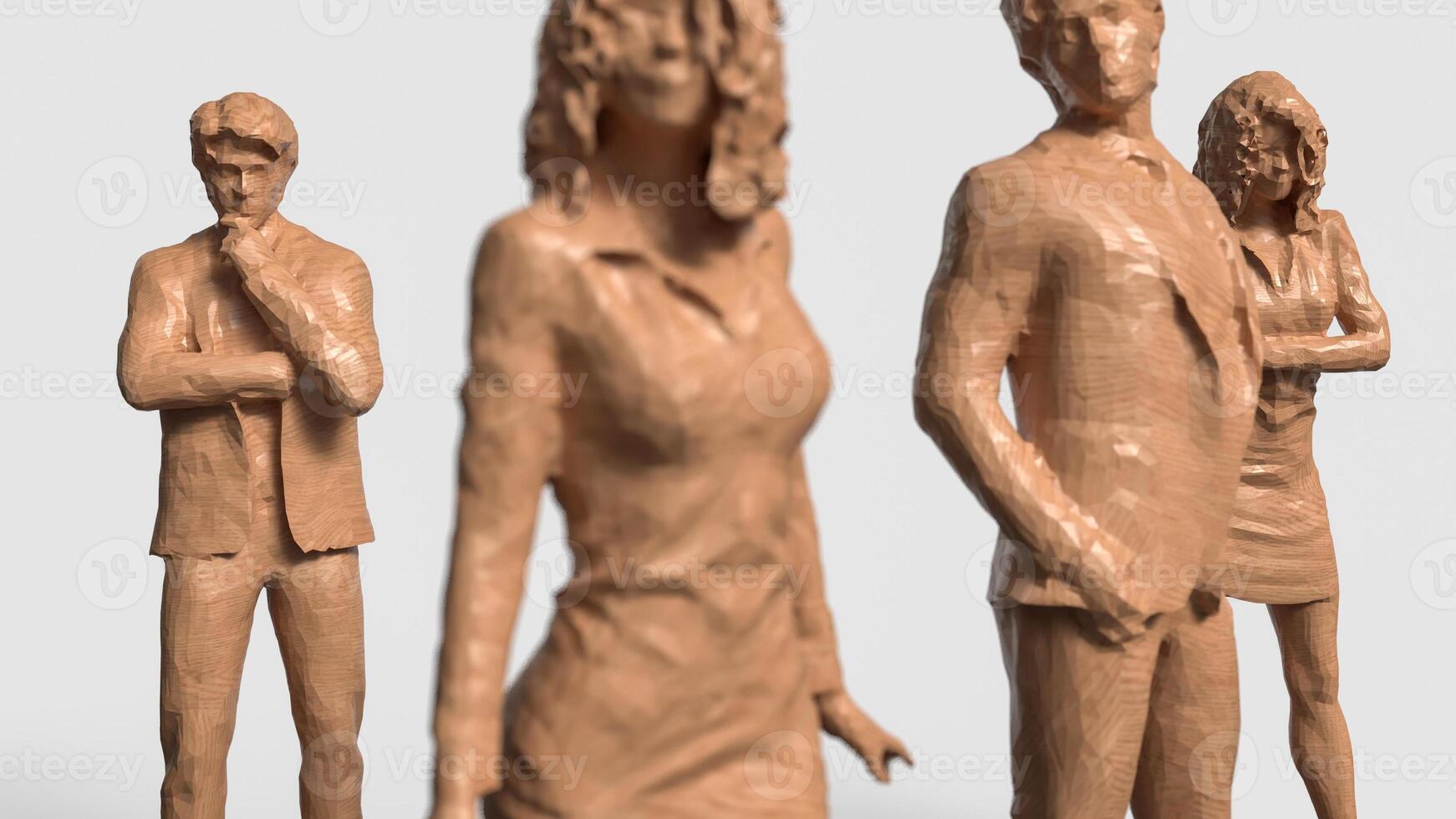 The Business wood figure on white background 3d rendering. photo