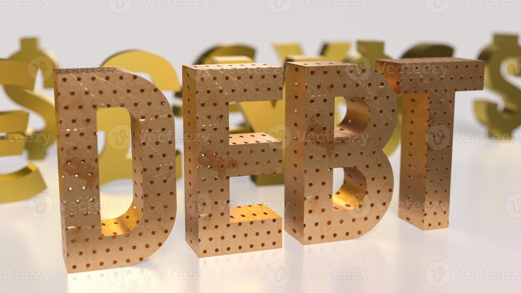 The Debt text and money symbol for Business concept 3d rendering. photo