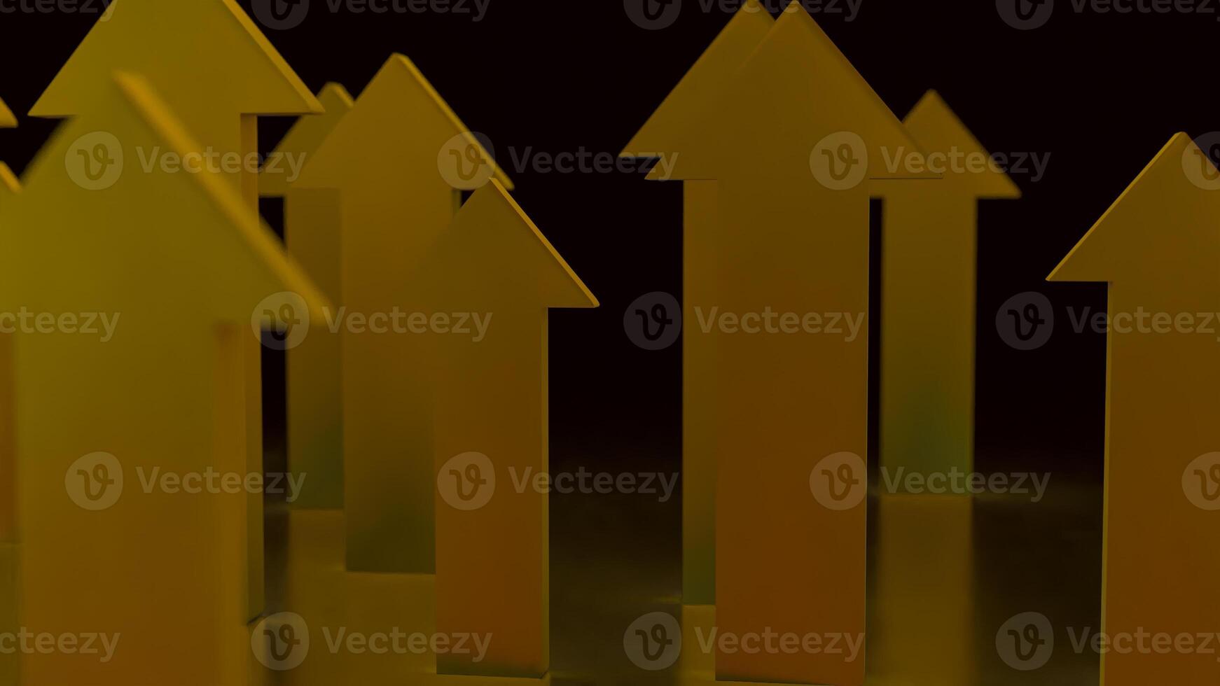 The Gold arrow up on black background for Business concept 3d rendering. photo