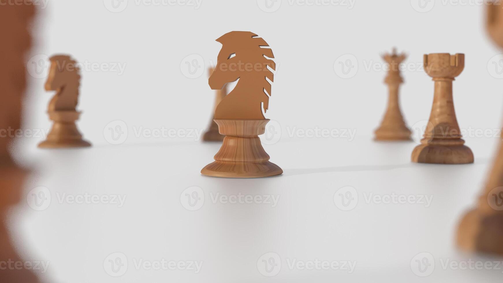 The wood chess on white background for Business concept 3d rendering. photo