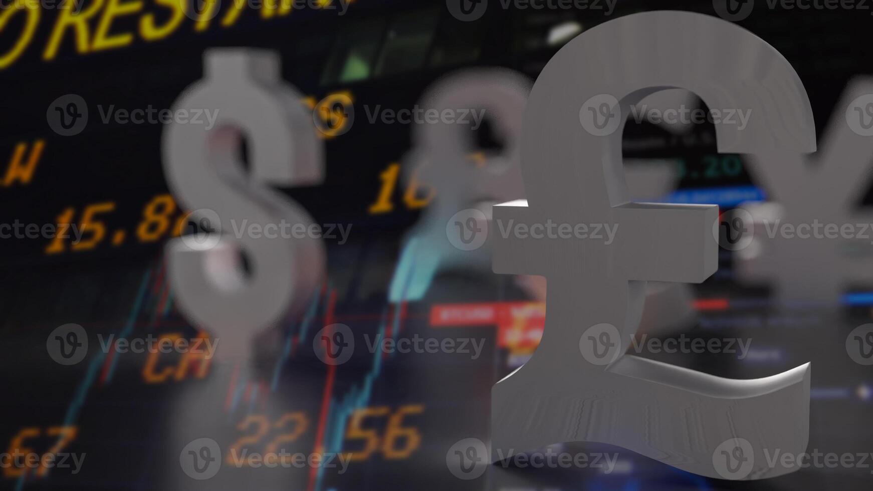 The pound symbol for Business concept 3d rendering. photo