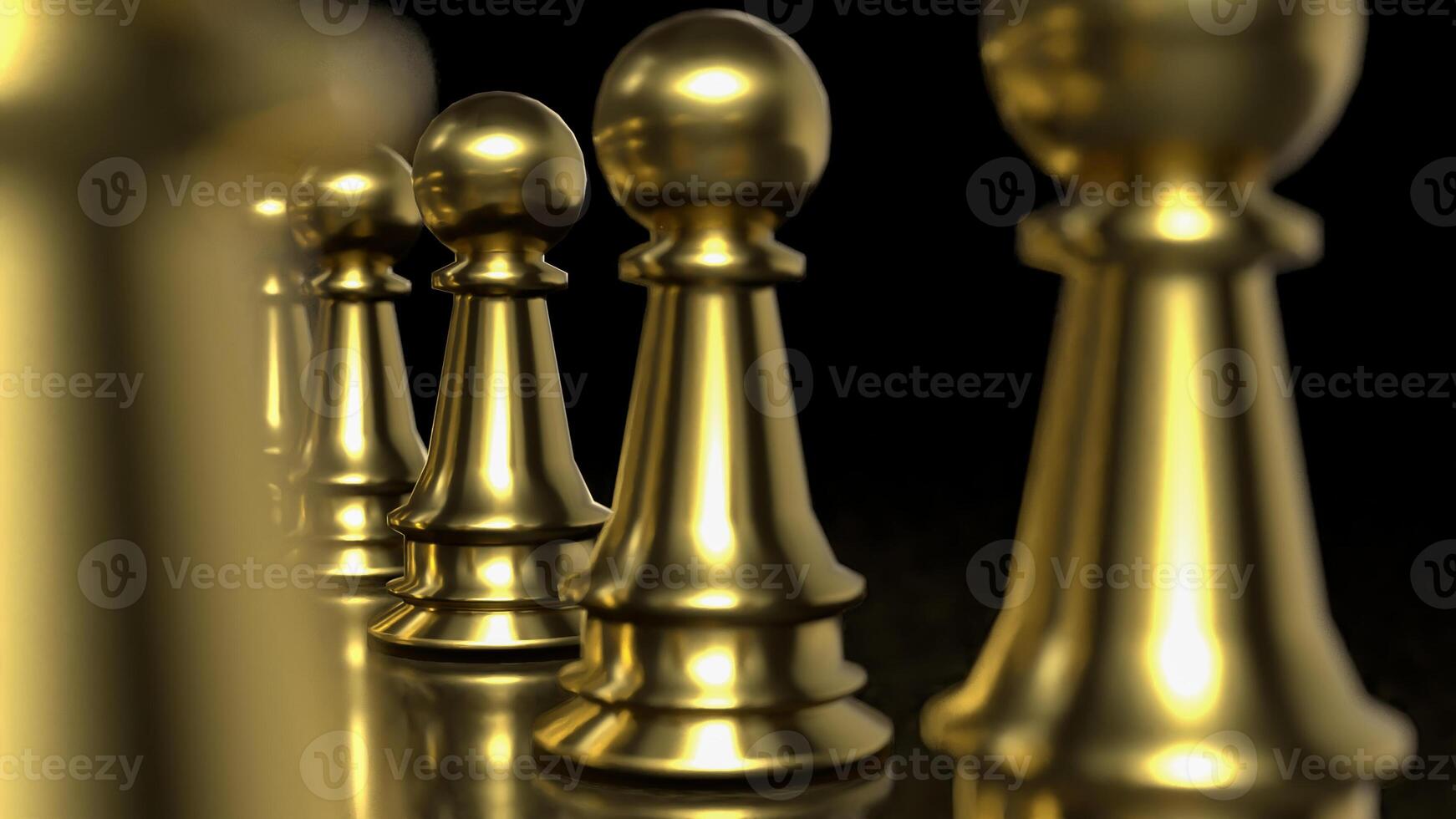 The Gold chess on Black Background for Businesss 3d rendering. photo