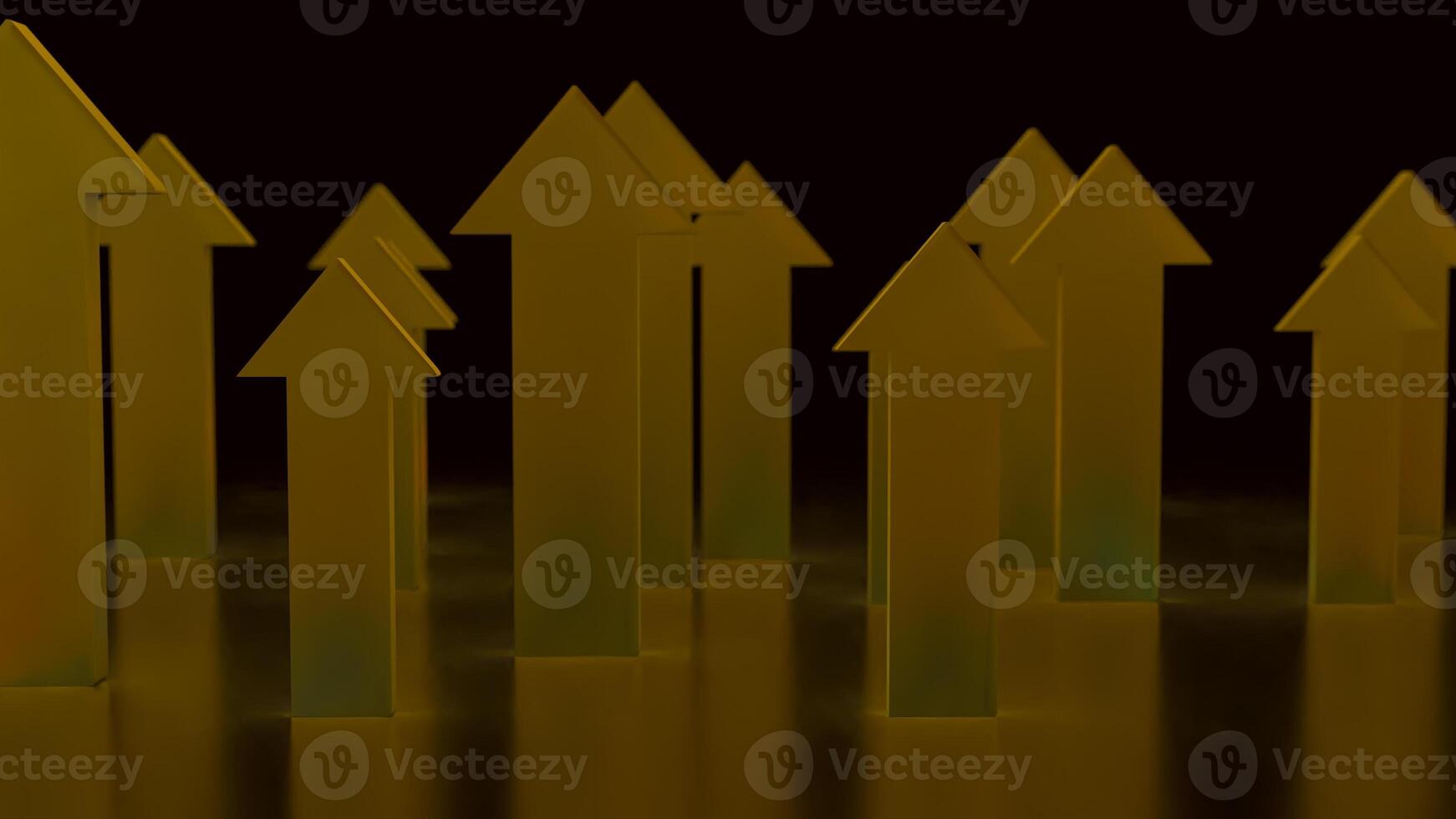 The Gold arrow up on black background for Business concept 3d rendering. photo