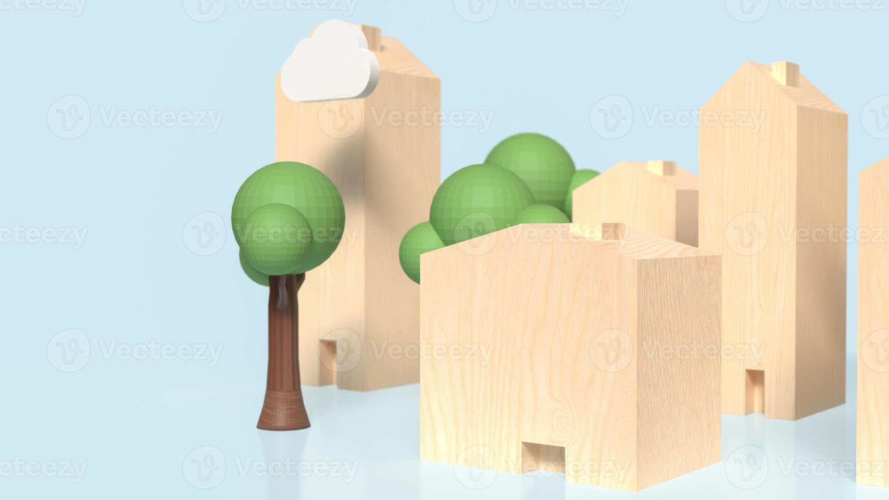 The Home wood for property or building concept 3d rendering. photo