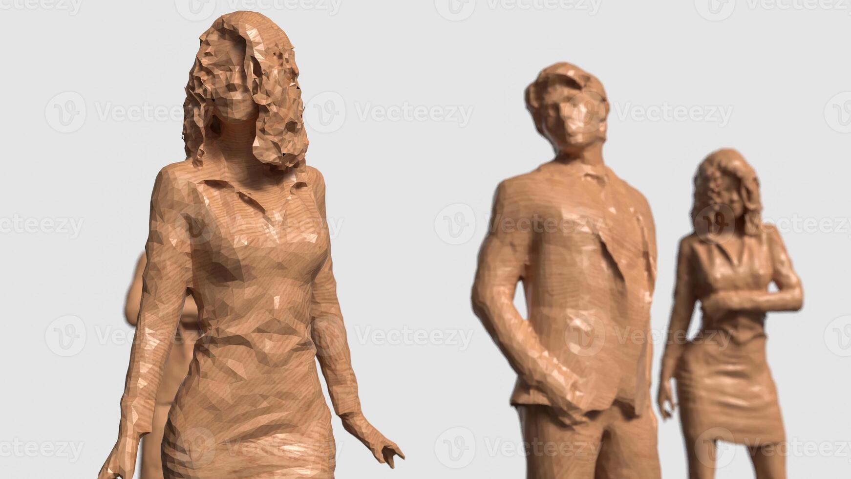 The Business wood figure on white background 3d rendering. photo