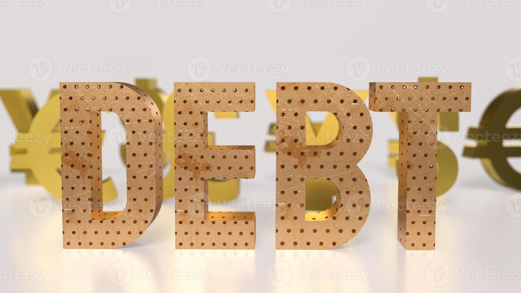 The Debt text and money symbol for Business concept 3d rendering. photo