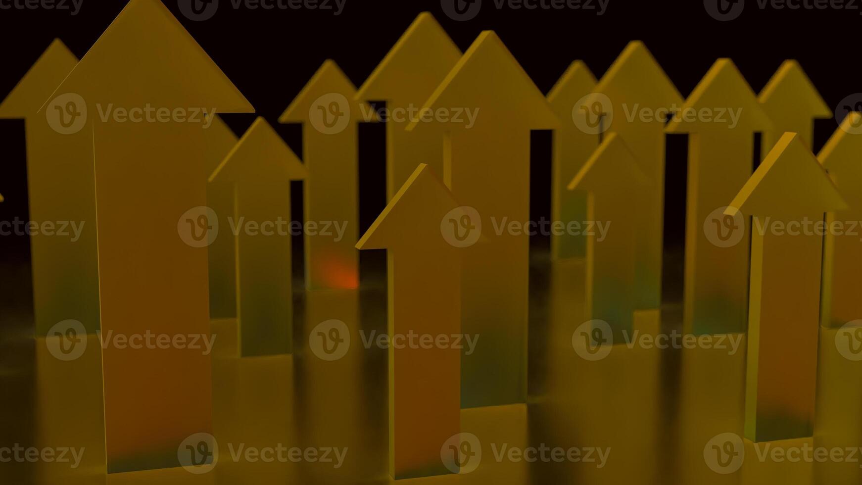 The Gold arrow up on black background for Business concept 3d rendering. photo