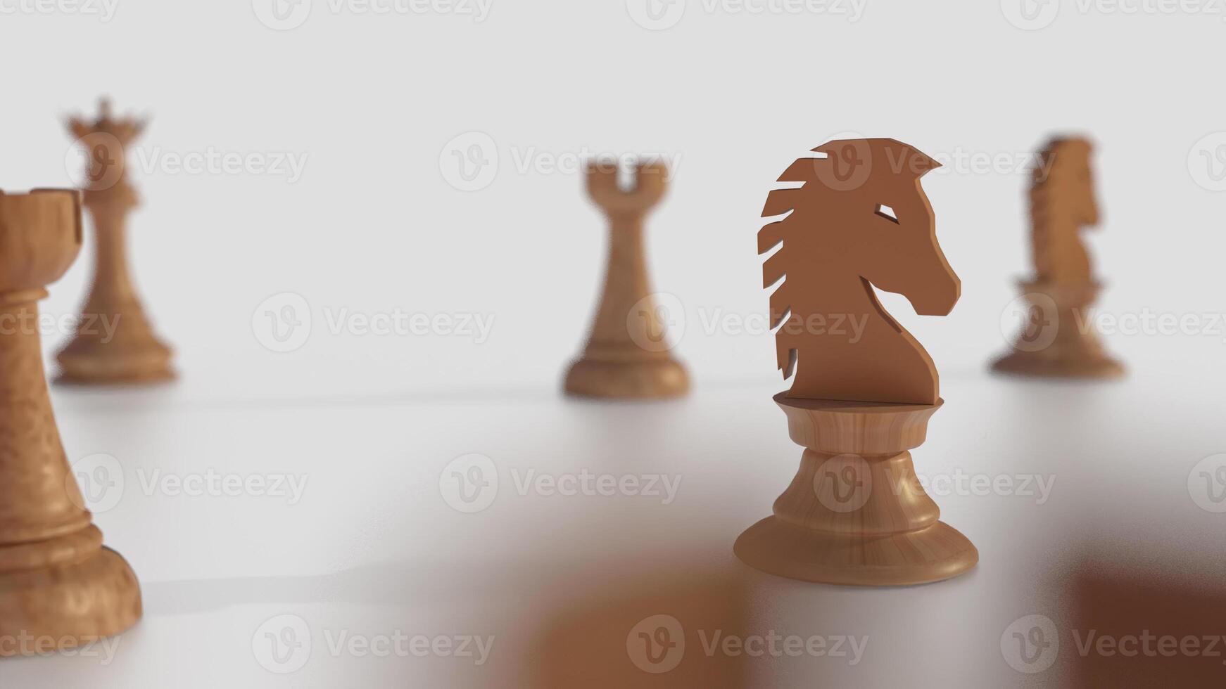 The wood chess on white background for Business concept 3d rendering. photo