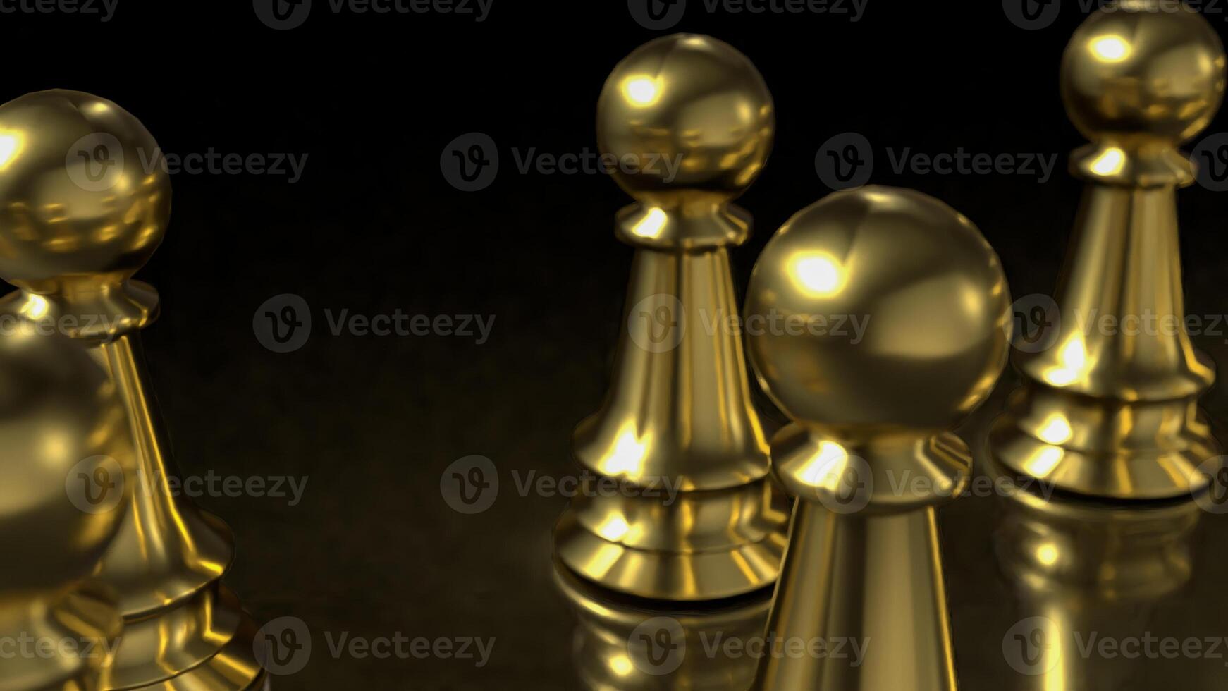The Gold chess on Black Background for Businesss 3d rendering. photo