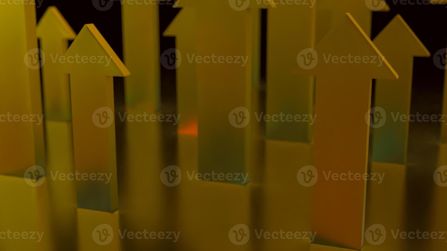 The Gold arrow up on black background for Business concept 3d rendering. photo