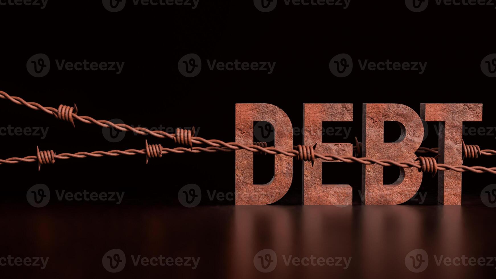 The Debt and barbed wire for Business concept 3d rendering. photo