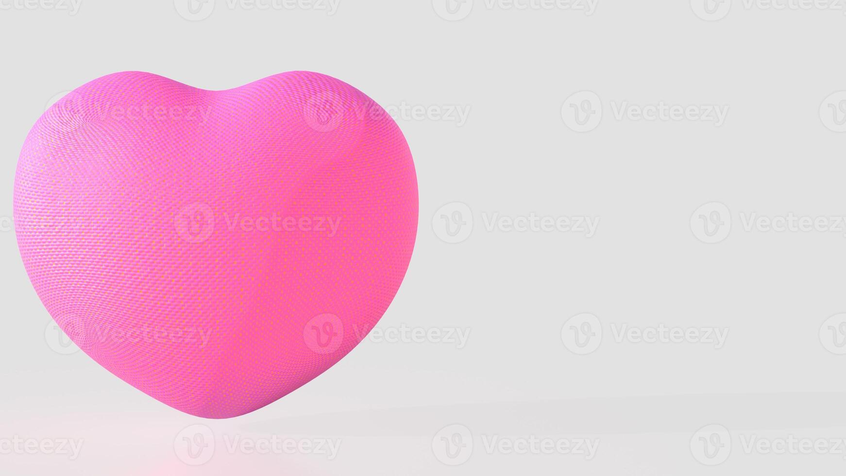 The pink Heart on white background for love concept 3d rendering. photo
