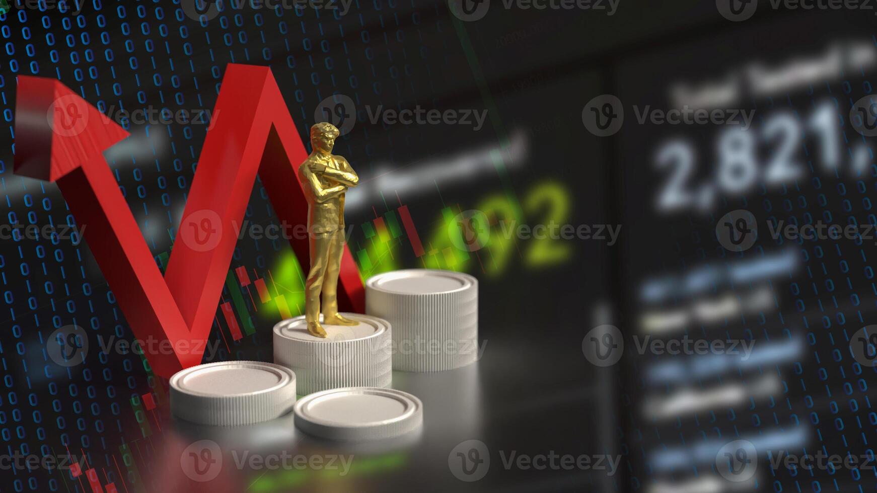 The Arrow up and coins for Business concept 3d rendering. photo