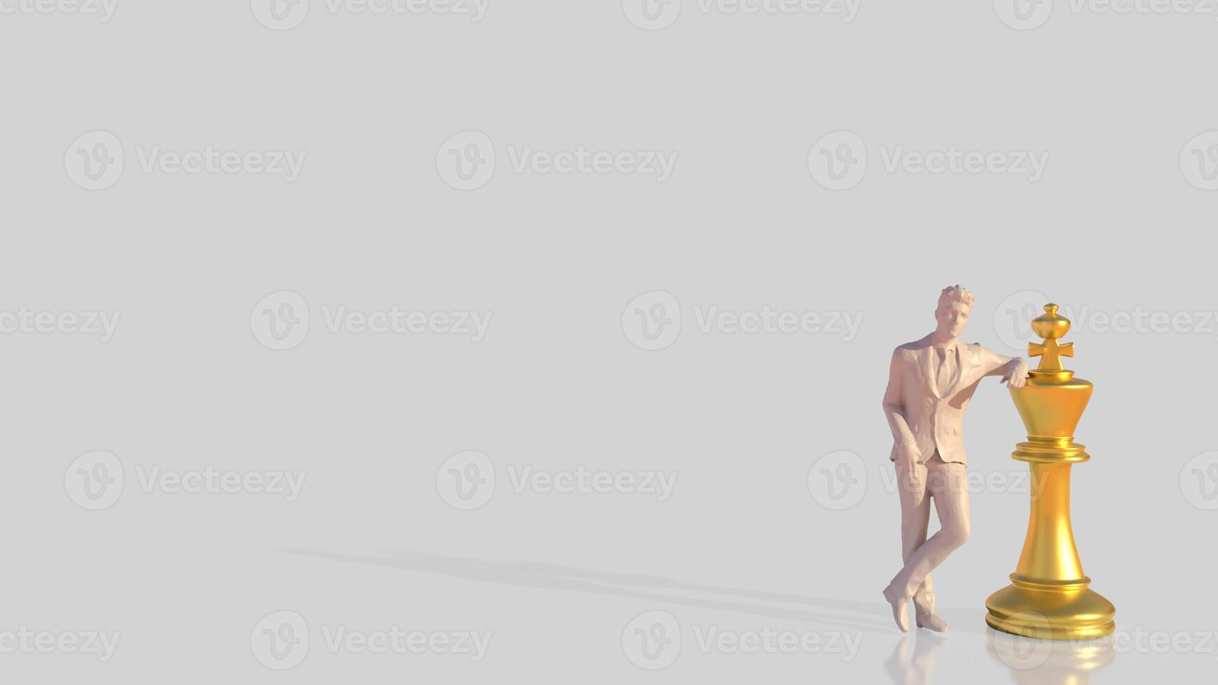 The Man and gold king chess on white background 3d rendering. photo