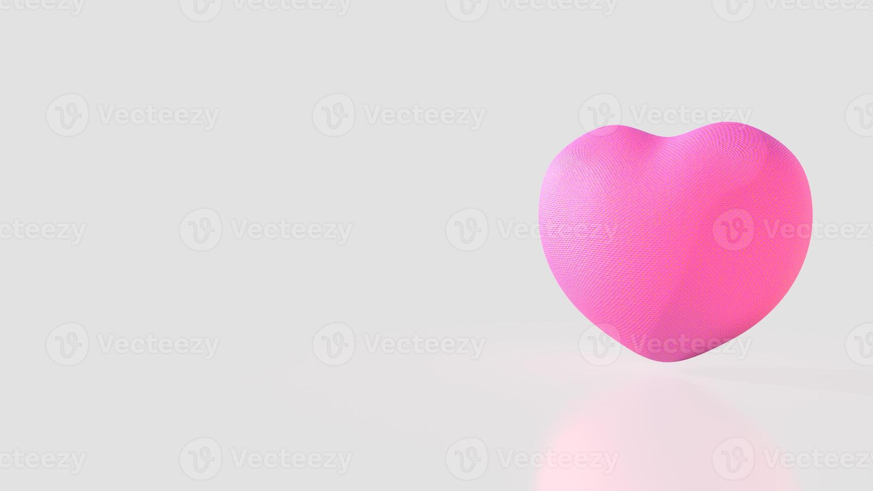 The pink Heart on white background for love concept 3d rendering. photo