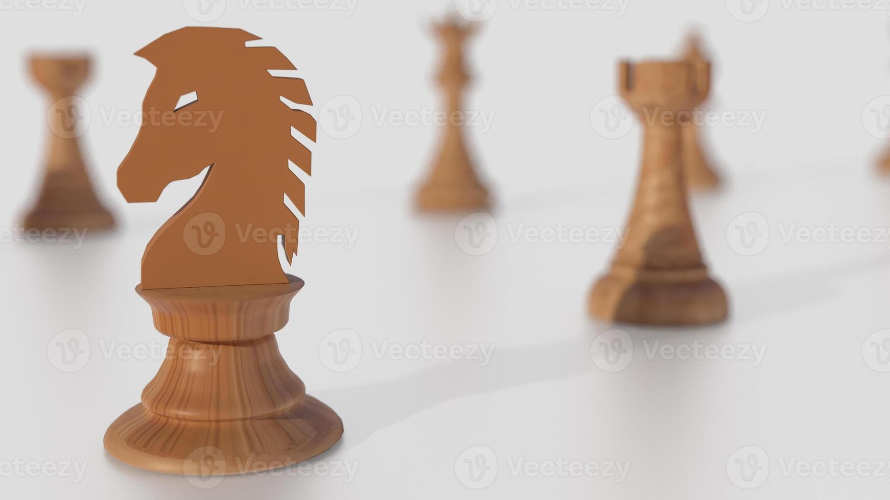 The wood chess on white background for Business concept 3d rendering. photo