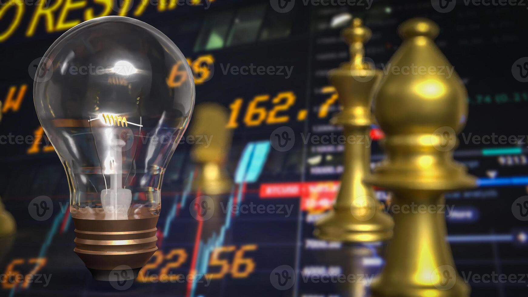 The light bulb and chess for idea or business concept 3d rendering. photo