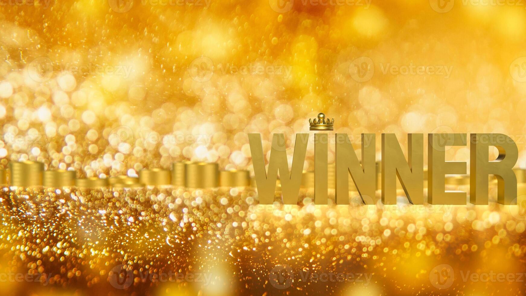 The Gold winner text on bokeh Background for game or casino concept. photo