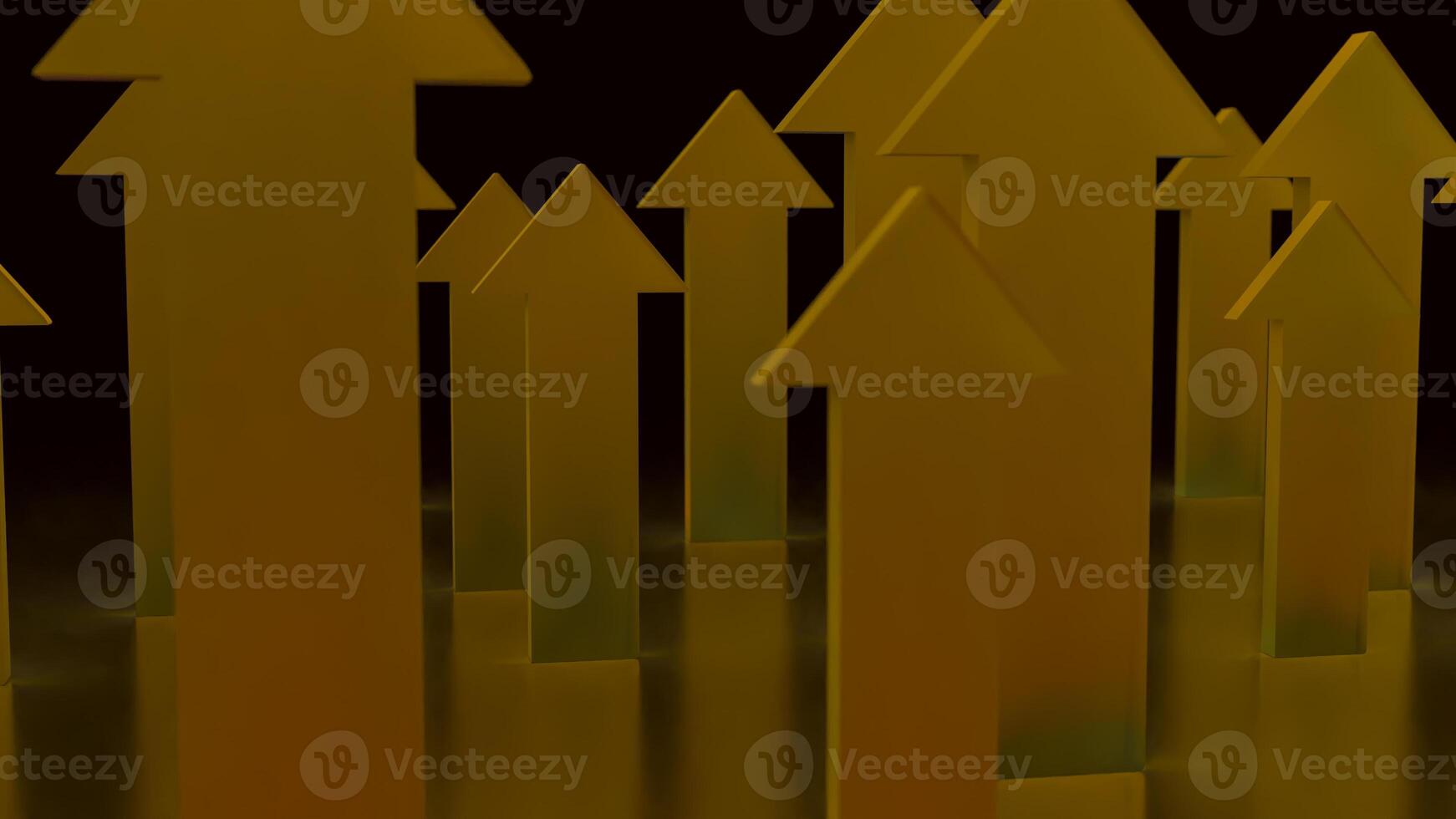 The Gold arrow up on black background for Business concept 3d rendering. photo