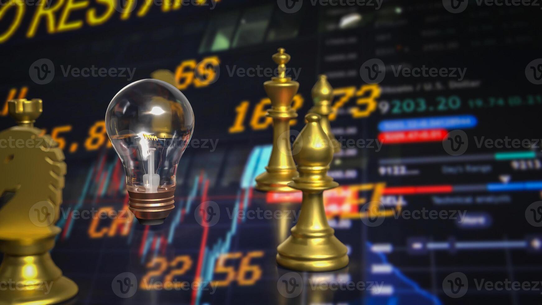 The light bulb and chess for idea or business concept 3d rendering. photo