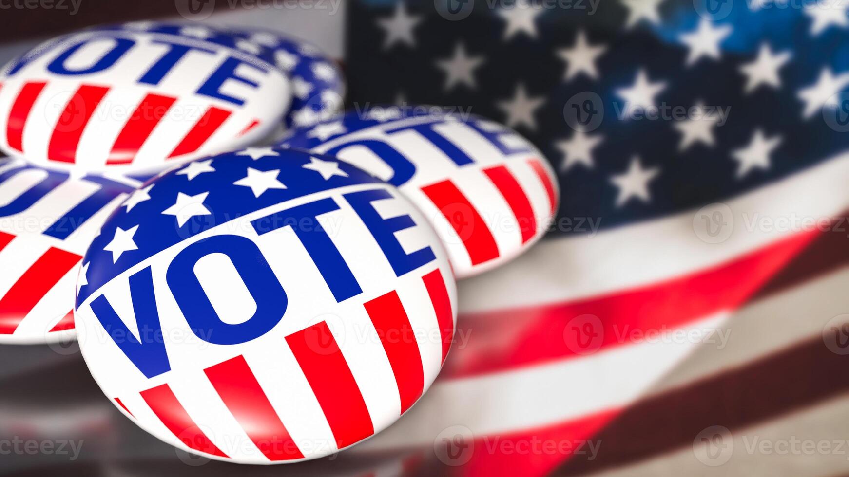 The brooch vote on USA flag for U.S. presidential election concept 3d rendering. photo