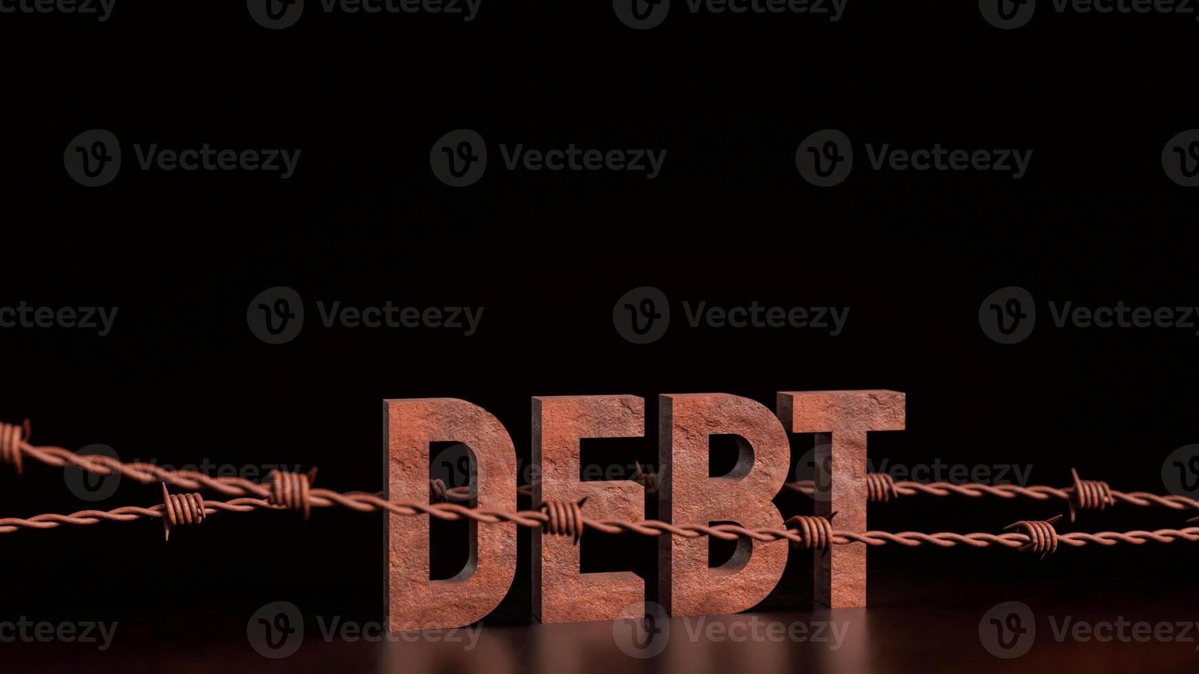 The Debt and barbed wire for Business concept 3d rendering. photo