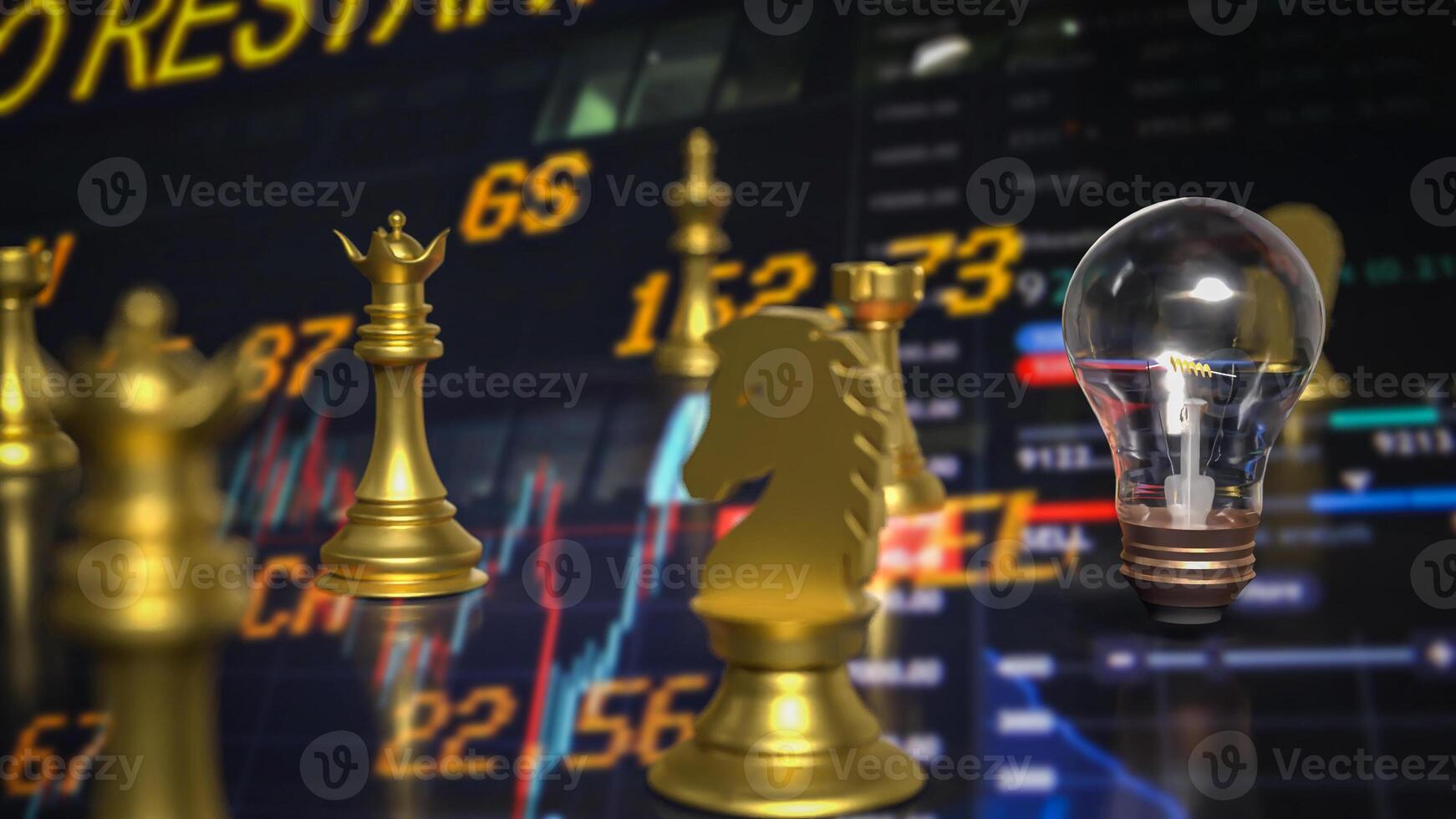 The light bulb and chess for idea or business concept 3d rendering. photo
