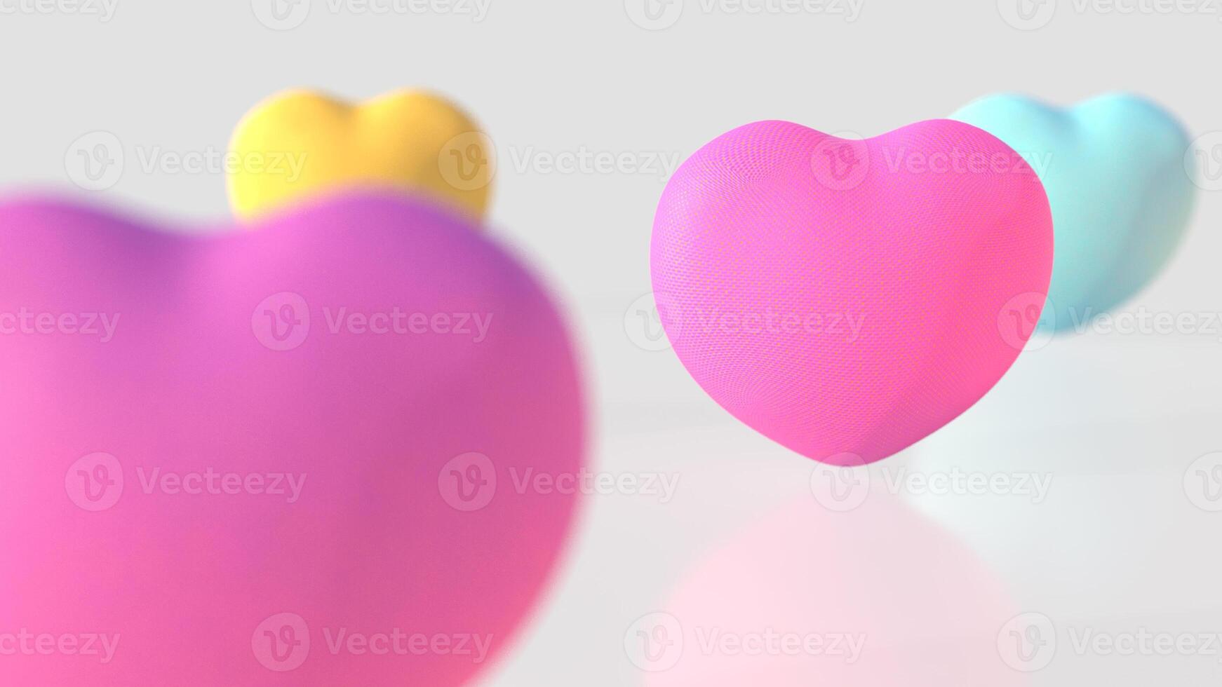 The Heart multicolor for love concept 3d rendering. photo